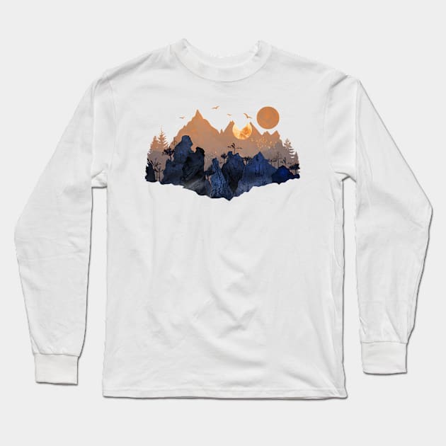 Sunset on the rocky hills Long Sleeve T-Shirt by cesartorresart